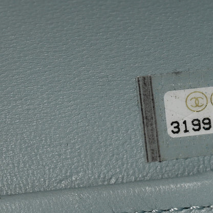Lambskin Quilted CC Bubble Vanity Case With Chain Light Blue