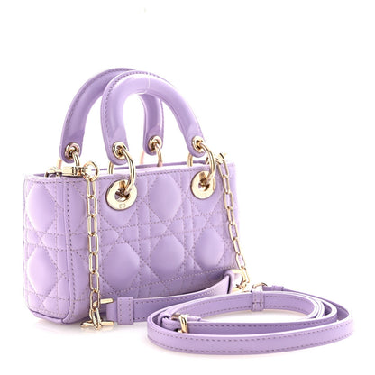Lambskin Cannage Micro Lady D-Joy Lilas