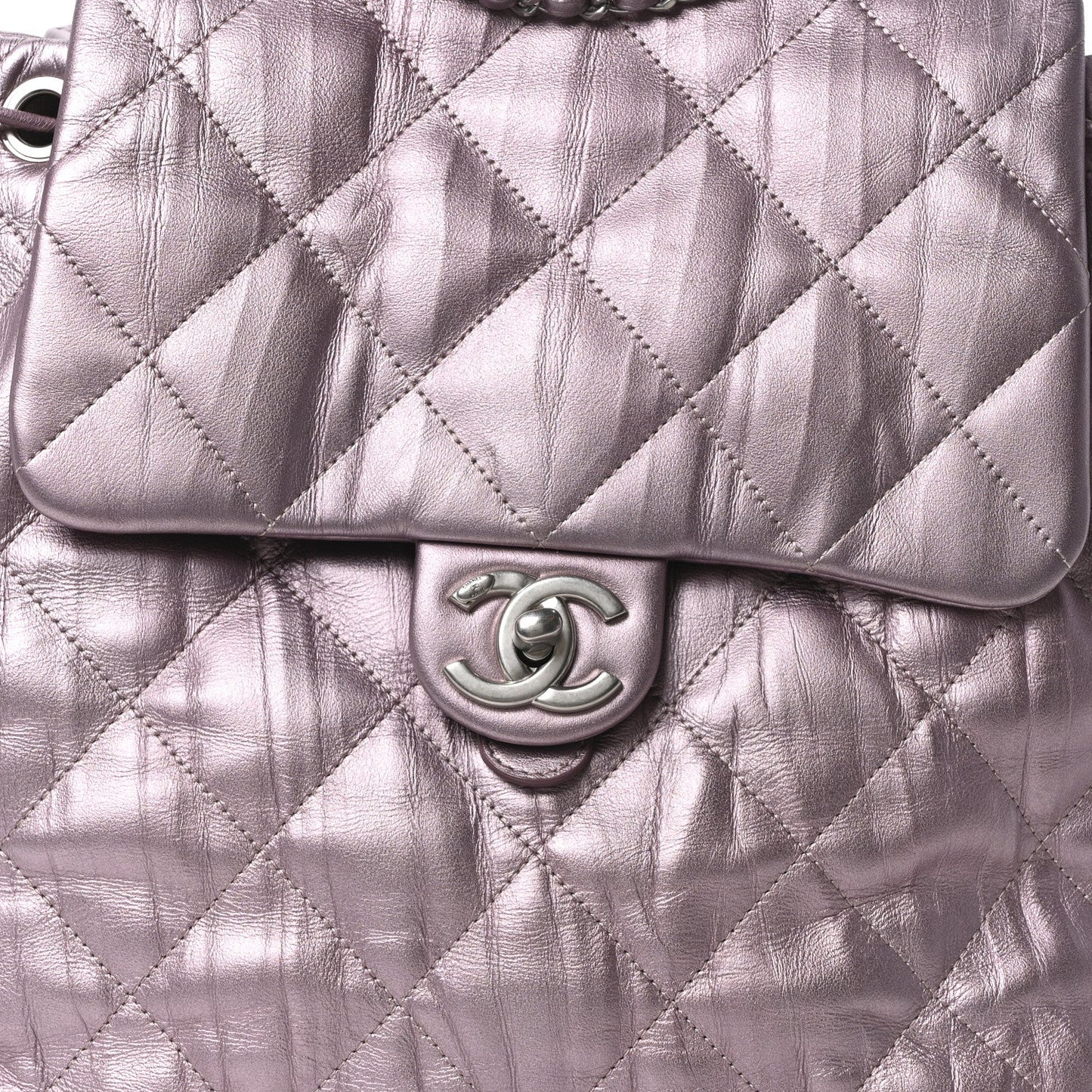 Iridescent Calfskin Quilted Ground Control Backpack Pink