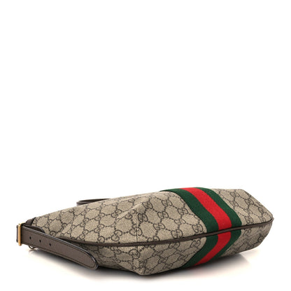 GG Supreme Monogram Web Small Ophidia Half Moon Hobo Brown