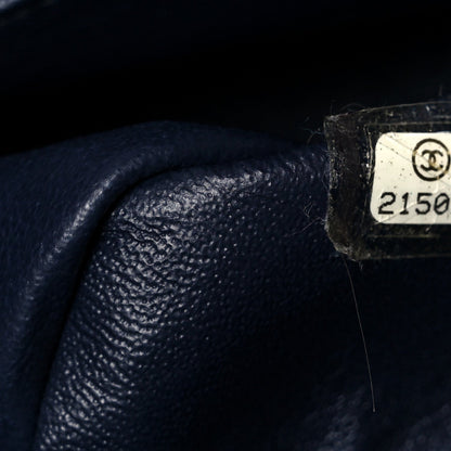 Caviar Quilted Medium Double Flap Navy