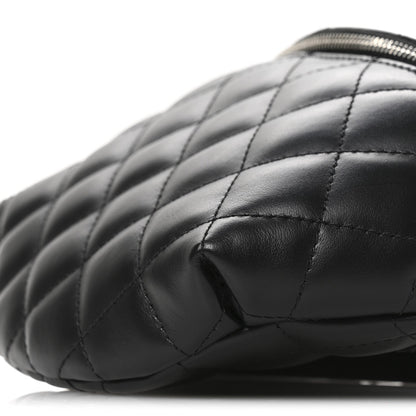 Calfskin Quilted Waist Belt Bag Black