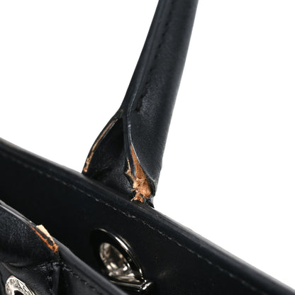 Aged Calfskin Quilted Be CC Tote Black