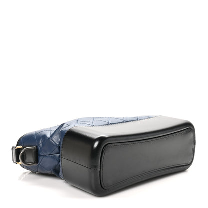 Aged Calfskin Quilted Medium Gabrielle Hobo Navy Black