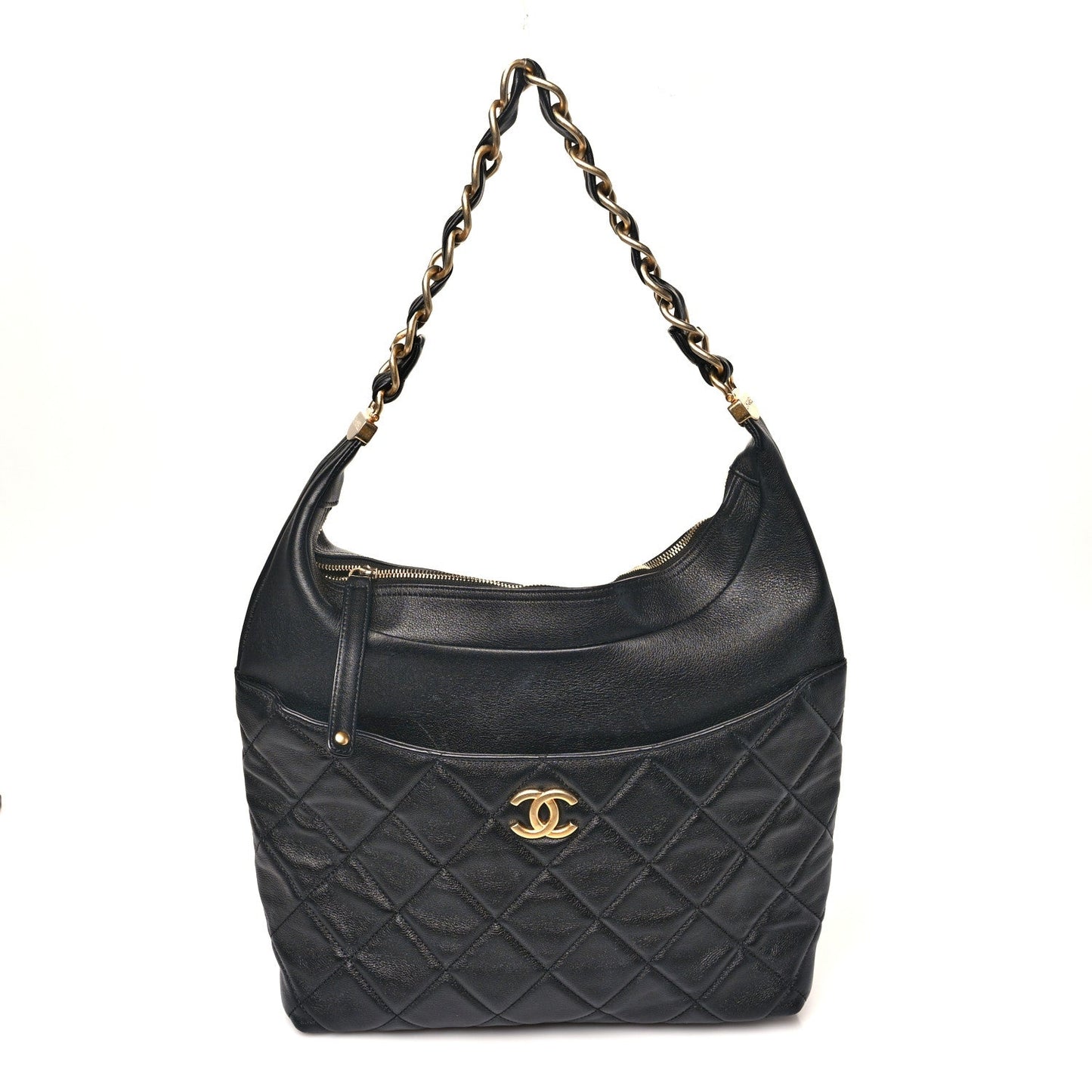 Calfskin Quilted Close To Me Hobo Black