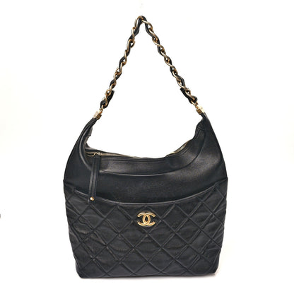 Calfskin Quilted Close To Me Hobo Black