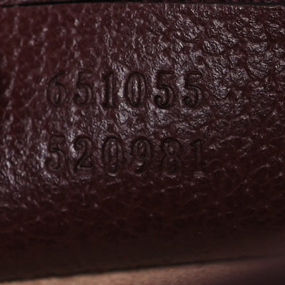 GG Supreme Monogram Textured Dollar Calfskin Web Small Ophidia Padlock Top Handle Bag Bordeaux