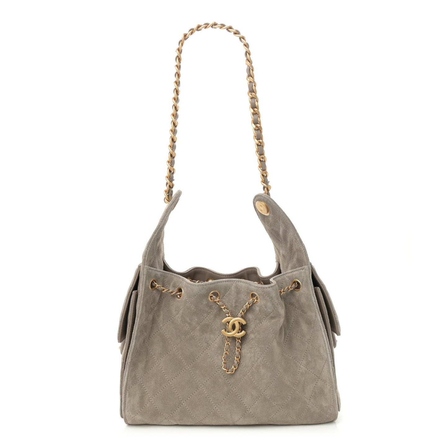 Suede Quilted Small Chanel 25 Handbag Dark Grey