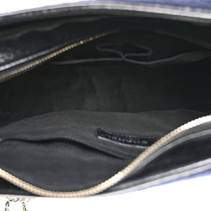 Calfskin Wool Embroidered Paris Hamburg Small Gabrielle Hobo Dark Navy Blue