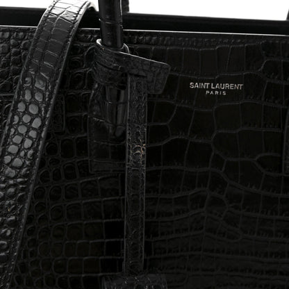 Calfskin Crocodile Embossed Baby Sac De Jour Black