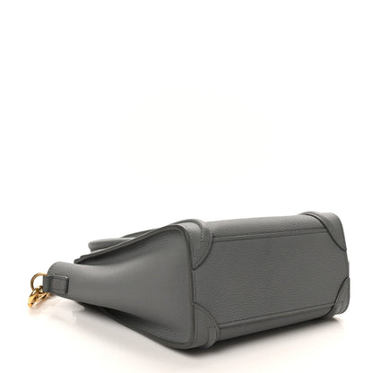 Drummed Calfskin Nano Luggage Kohl