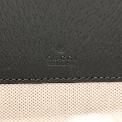 GG Supreme Monogram Textured Dollar Calfskin Small Ophidia Top Handle Shoulder Grey Black Graphite Grey