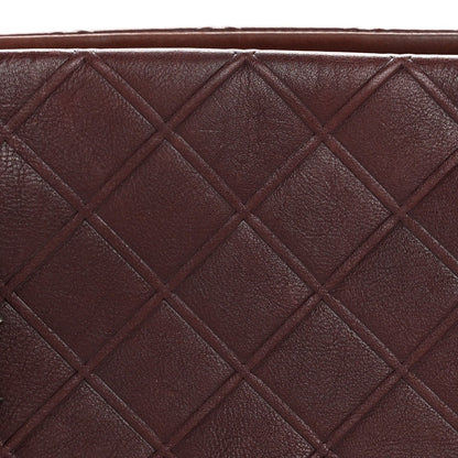 Calfskin Diamond Embossed Large CC Zip Shopping Tote Burgundy