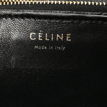 Snakeskin Medium Classic Box Flap Bag Black