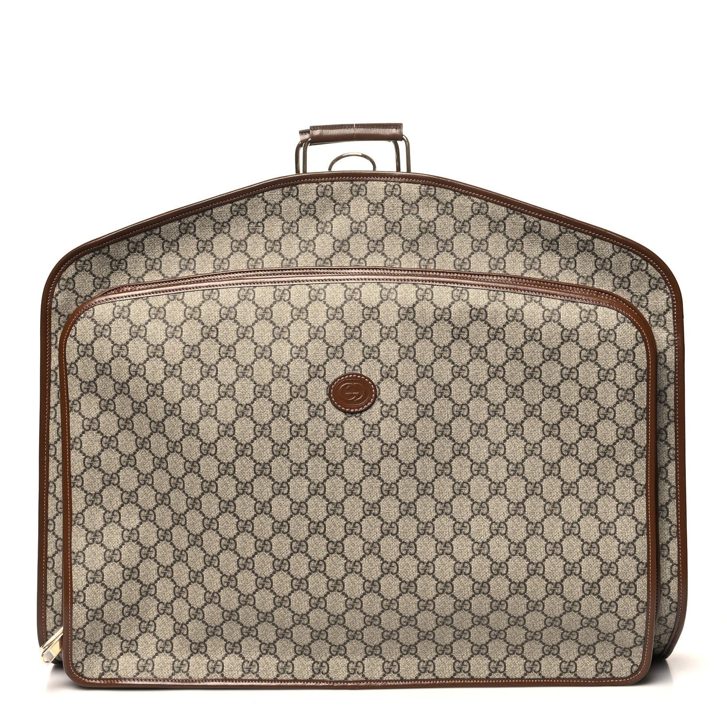 GG Supreme Monogram Azalea Calfskin Retro Interlocking G Hanger Garment Bag Beige Ebony Brown Sugar
