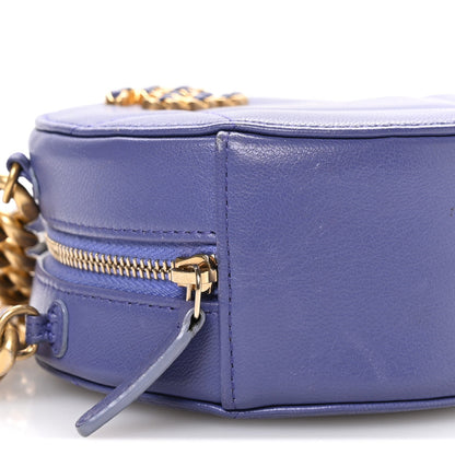 Lambskin Quilted Chanel 19 Round Clutch With Chain Purple