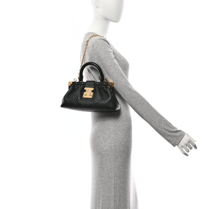 Calfskin Nanogram Embossed Clutch Black