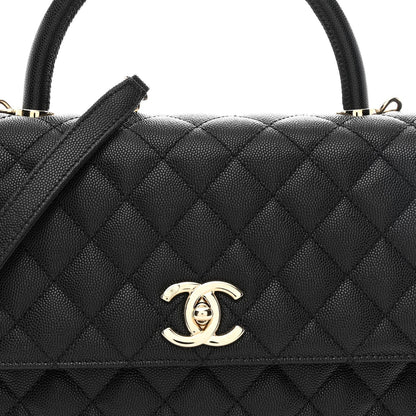 Caviar Quilted Medium Coco Handle Flap Black