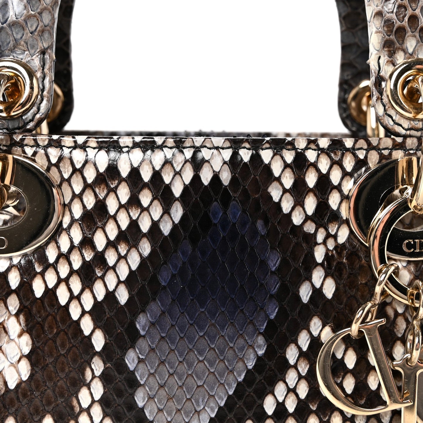 Snakeskin Mini Lady Dior Bleu Multicolor