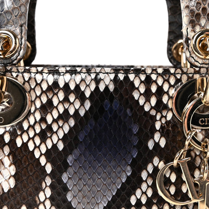 Snakeskin Mini Lady Dior Bleu Multicolor