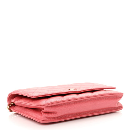 Caviar Quilted Wallet on Chain WOC Pink