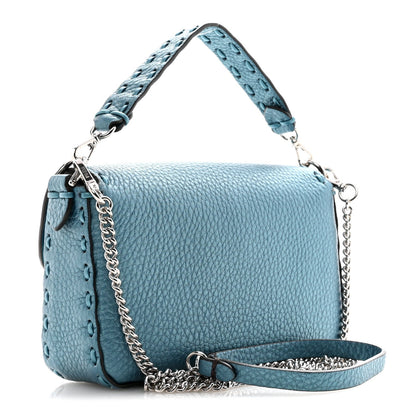 Metallic Cuoio Roma Sellerissima Nappa Sintetica Tape Stitch Mini Baguette Placca Argento