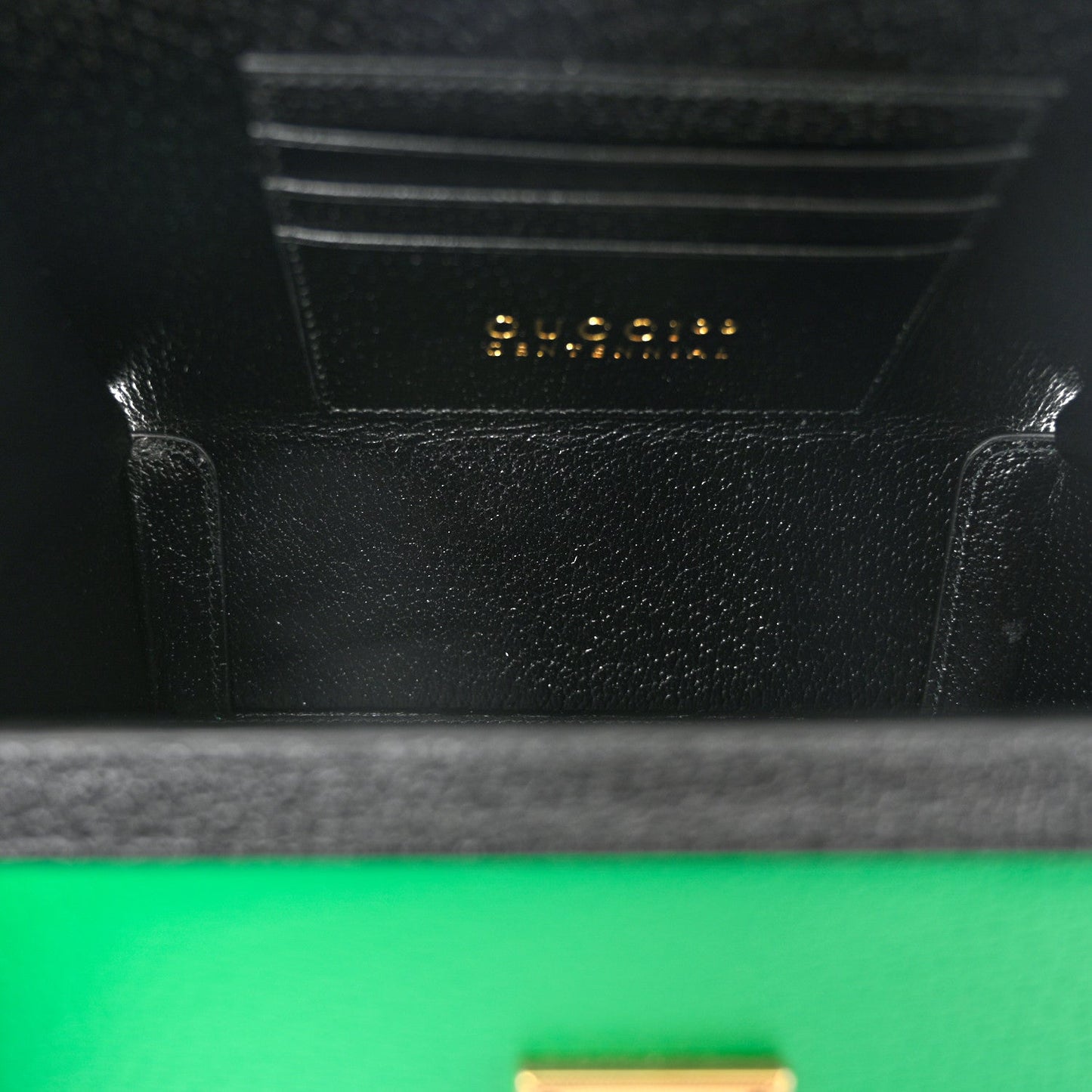 Grained Calfskin Gucci 100 Mini Bag Green