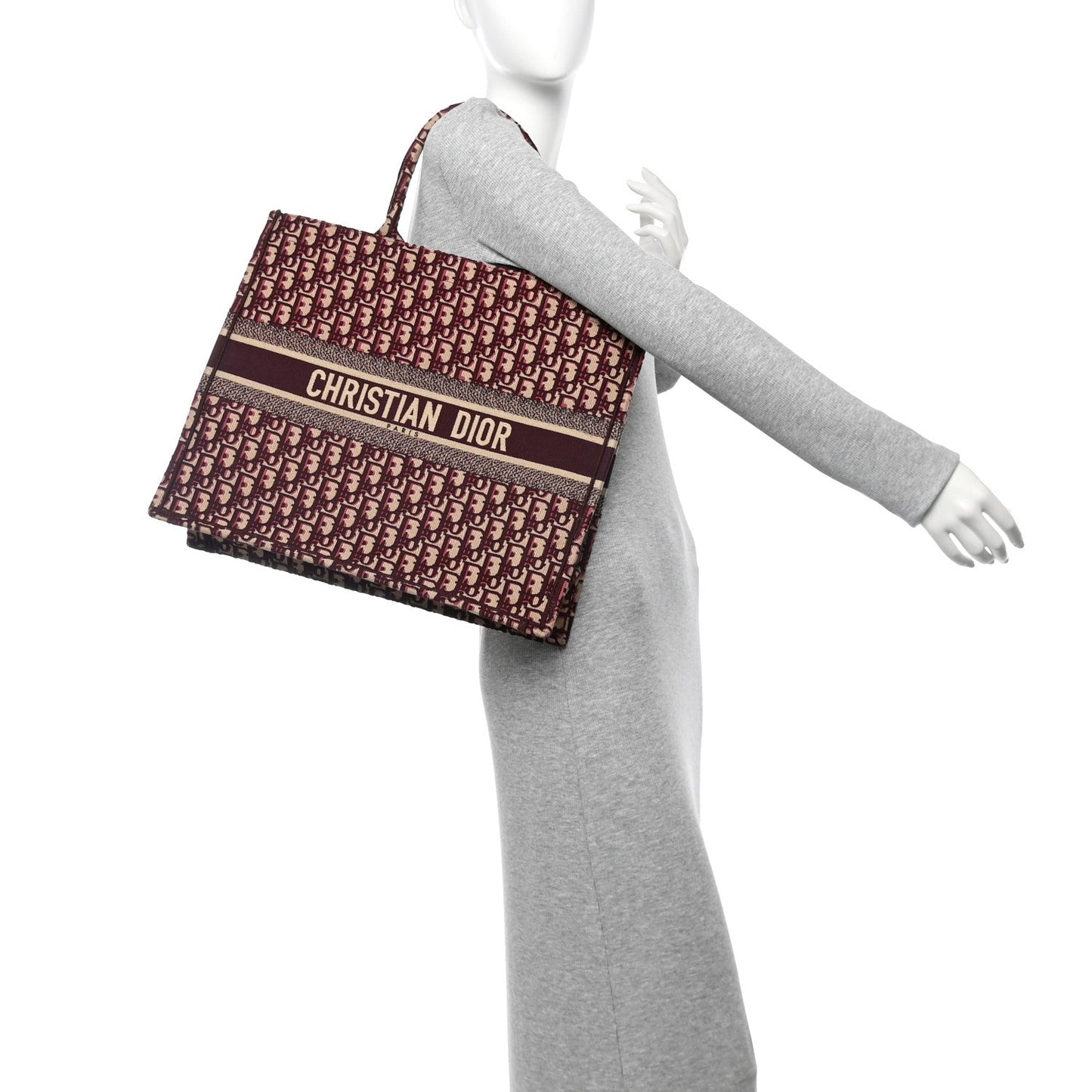 Oblique Large Book Tote Burgundy Multicolor