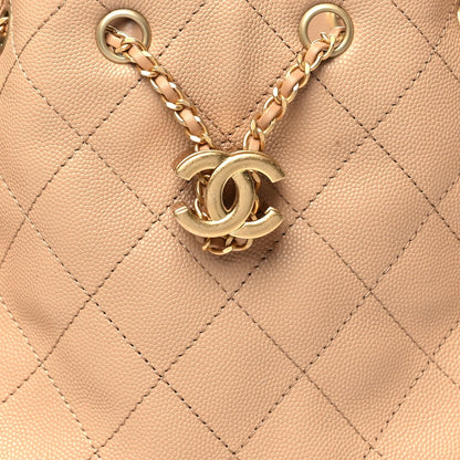 Caviar Quilted Small Chanel 25 Handbag Dark Beige