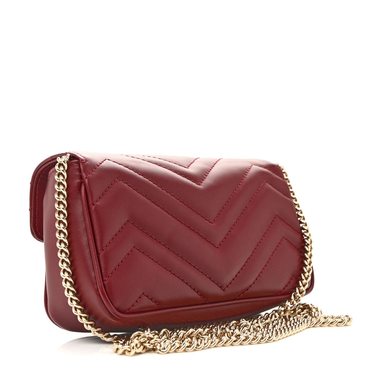 Calfskin Matelasse Super Mini GG Marmont Shoulder Bag Rosso Ancora
