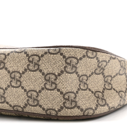 GG Supreme Monogram Textured Dollar Calfskin Web Small Ophidia GG Handbag Beige Ebony New Acero