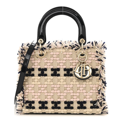 Tweed Fringe Medium Lady Dior Beige Multicolor