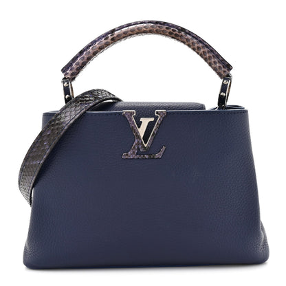 Taurillon Snakeskin Capucines BB Dark Blue