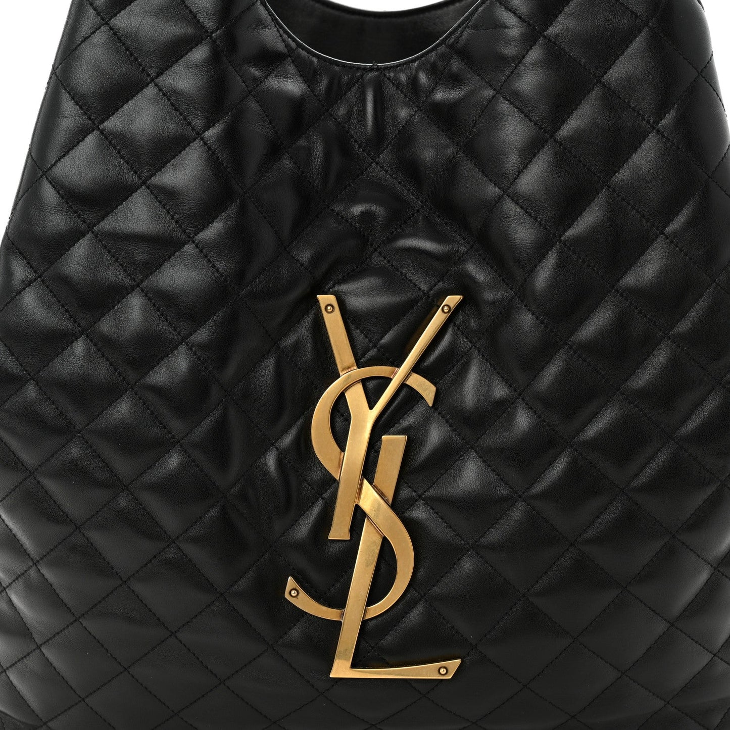 Lambskin Quilted Maxi Icare Shopping Tote Black