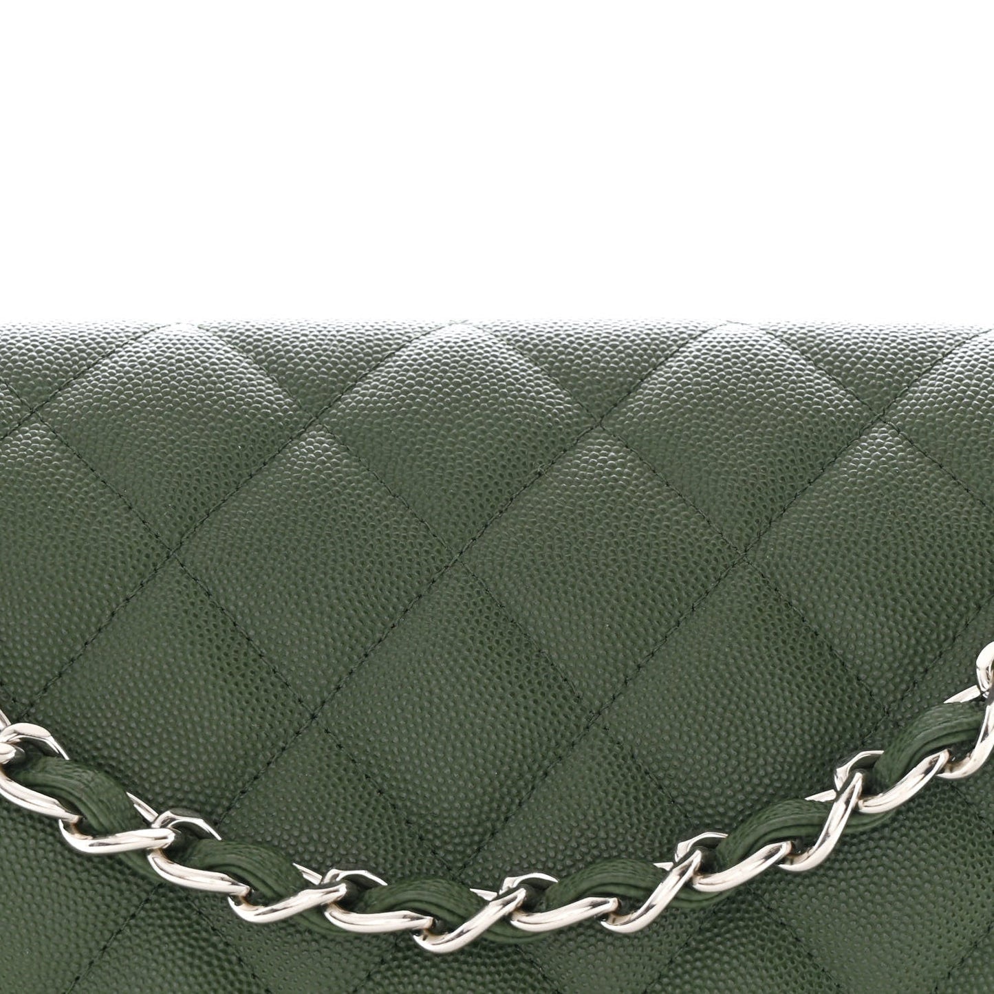 Caviar Quilted Jumbo Double Flap Green