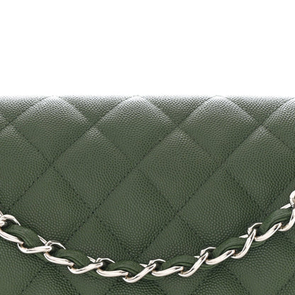 Caviar Quilted Jumbo Double Flap Green