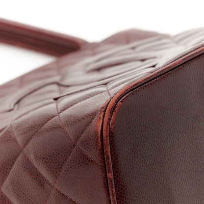Caviar Quilted Medallion Tote Bordeaux