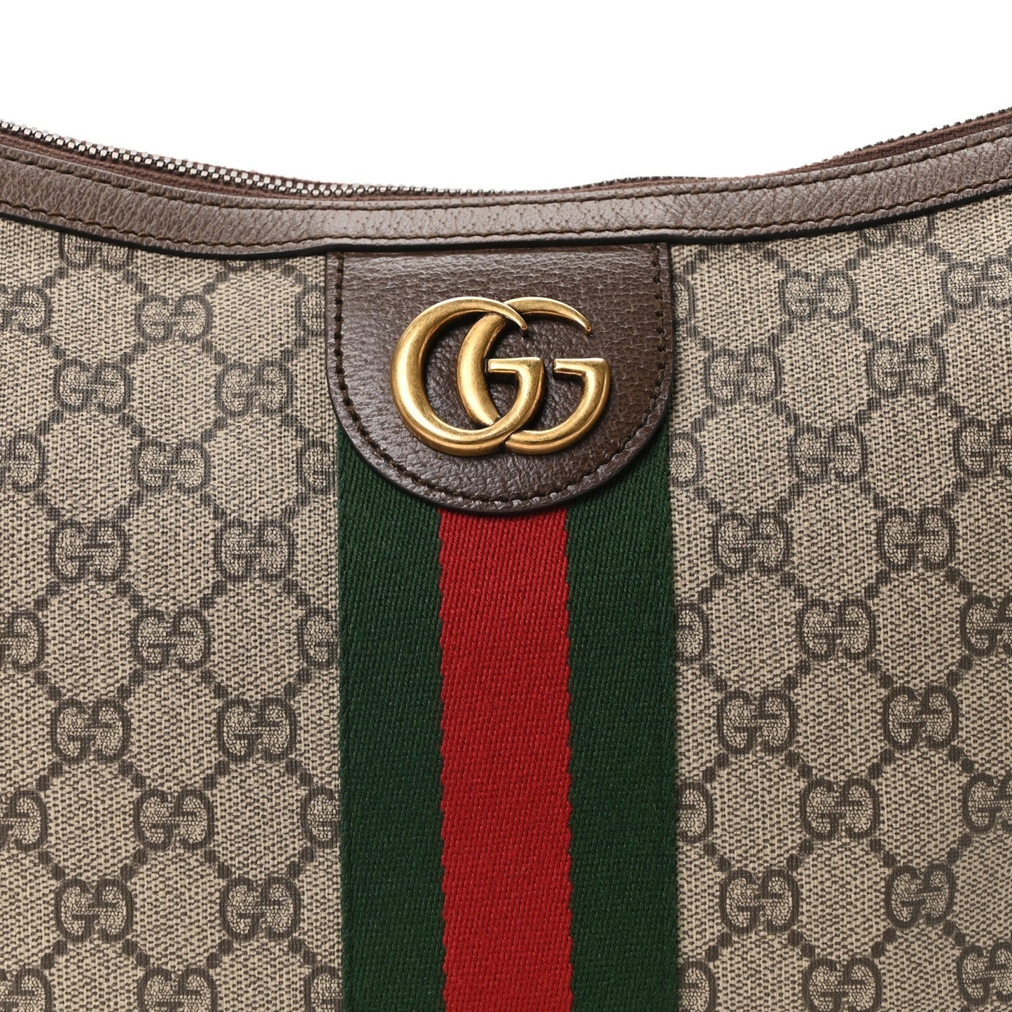 GG Supreme Monogram Web Small Ophidia Half Moon Hobo Brown