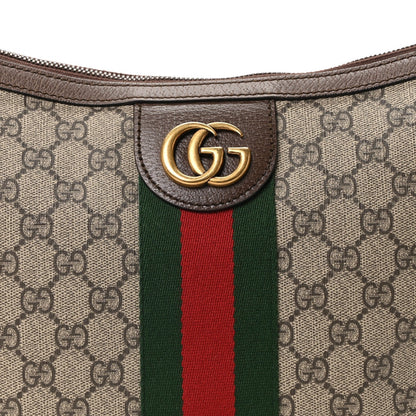GG Supreme Monogram Web Small Ophidia Half Moon Hobo Brown