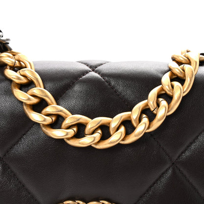 Lambskin Quilted Medium Chanel 19 Flap Dark Brown