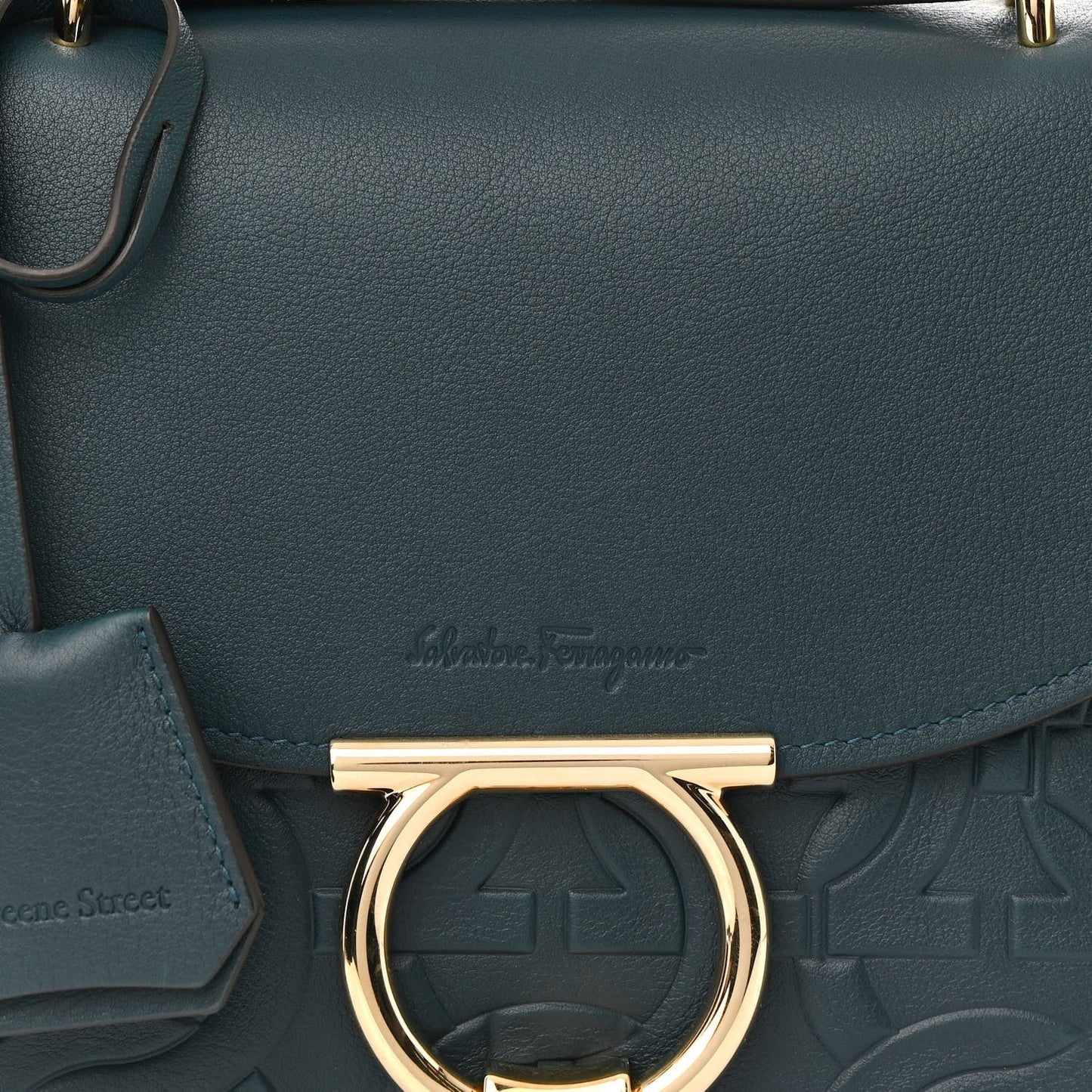 Calfskin Embossed Small Margot Top Handle Divisa Green