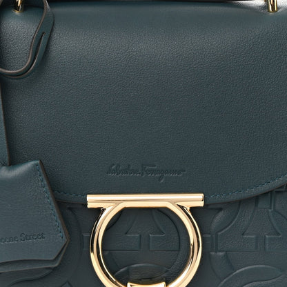 Calfskin Embossed Small Margot Top Handle Divisa Green