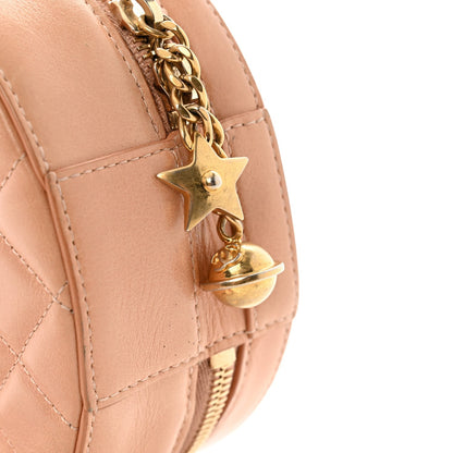 Glazed Calfskin Round As Earth Evening Bag Beige