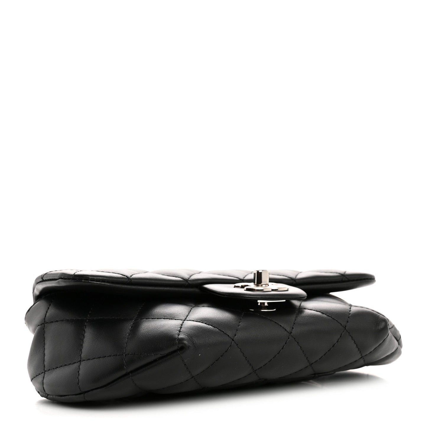 Calfskin Quilted CC Uniform Flap Belt Bag Black