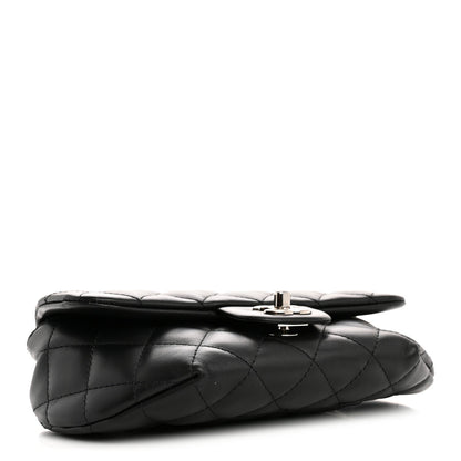 Calfskin Quilted CC Uniform Flap Belt Bag Black