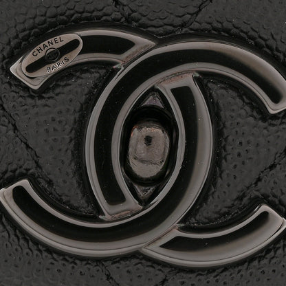 Caviar Chevron Quilted Medium Coco Handle Flap So Black