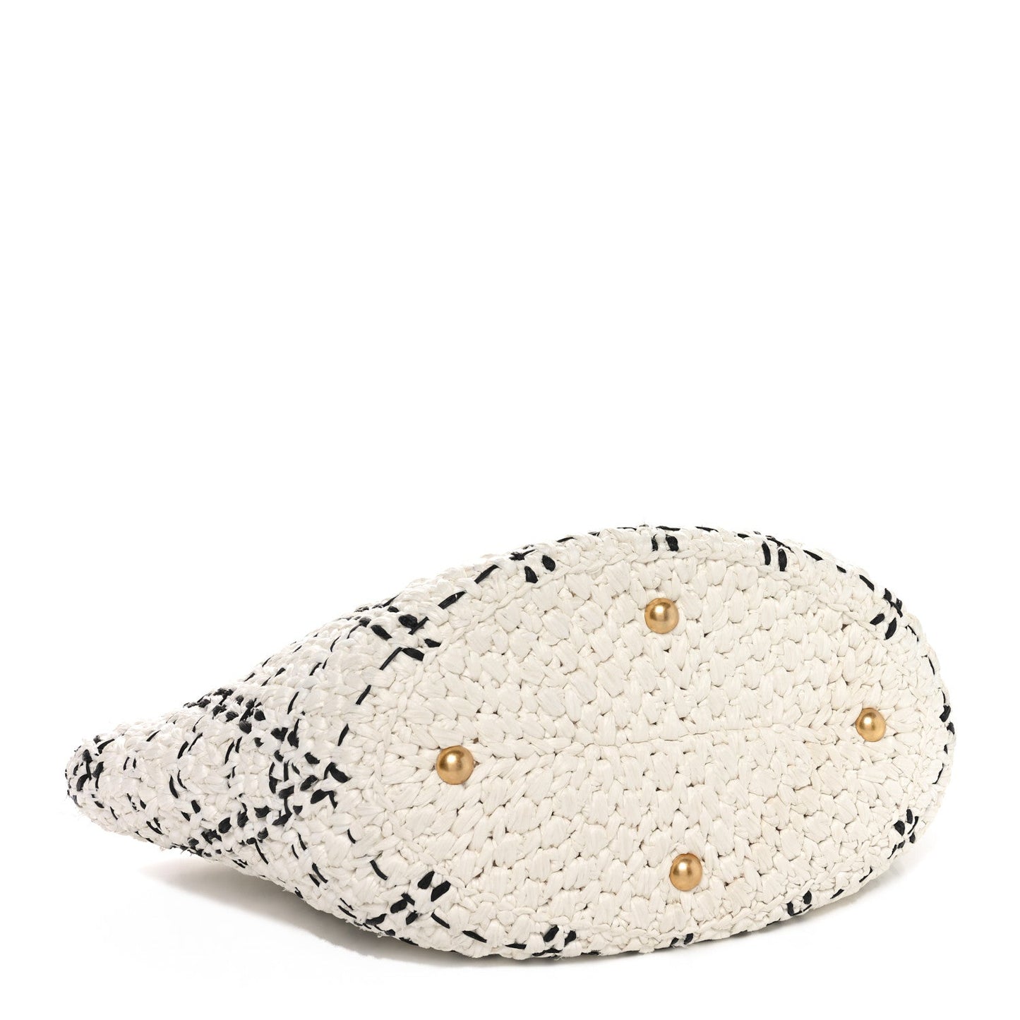 Raffia Effect Tweed Shopping Tote White Black
