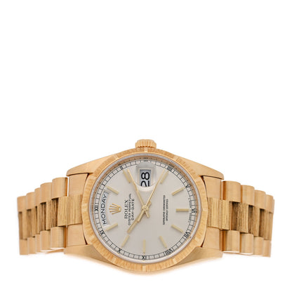 18K Yellow Gold 36mm Oyster Perpetual Day-Date President Watch Silver 18248