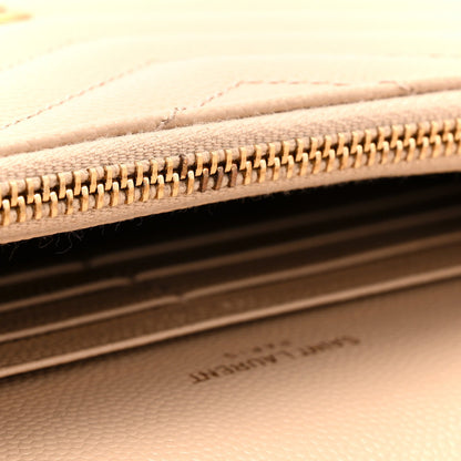Grain De Poudre Matelasse Chevron Monogram Envelope Chain Wallet Nude Powder