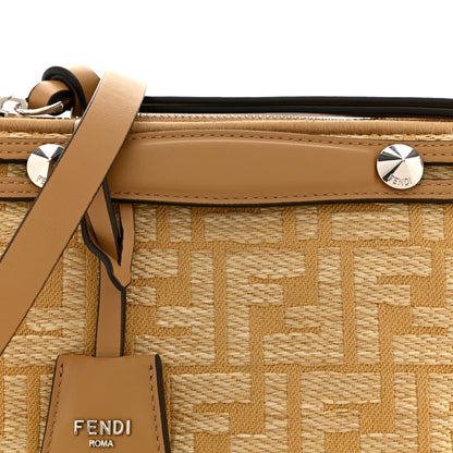 Raffia Jacquard FF 1974 Mini Soft By The Way Boston Bag Beige
